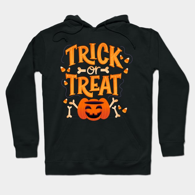 Trick or Treat with pumpkin bones Hoodie by Thumthumlam